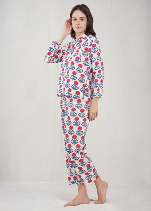 Women's Handblock Pyjama Set Genda